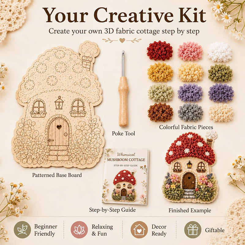 3D Mushroom House Poke Art DIY - đánh giá và giá Art Craft Kit
