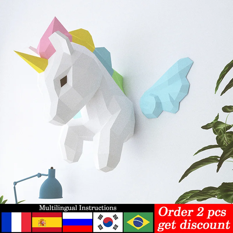 Rainbow Unicorn Animal Wall De - đánh giá và giá Art Craft Cardboard